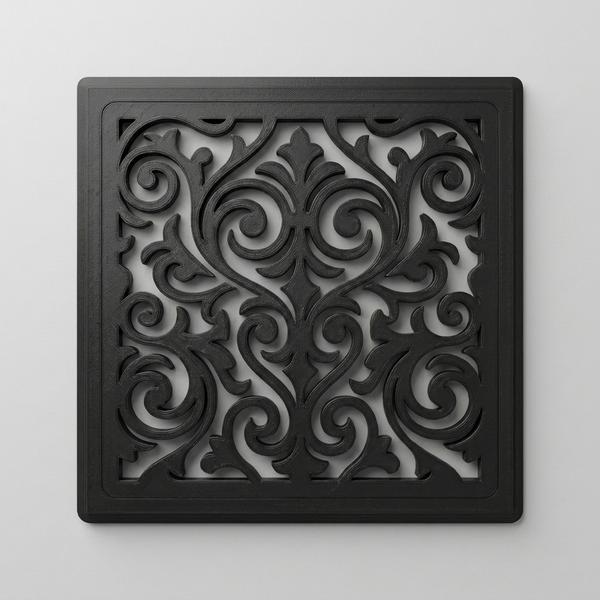 Kratka wentylacyjna meblowa do szafy — Damask (kwadratowa, druk 3D PETG)
