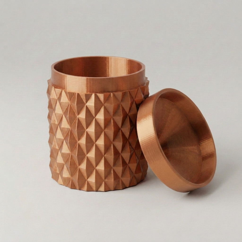 Pułapka na muszki owocówki — geometryczna miedziana, druk 3D PLA