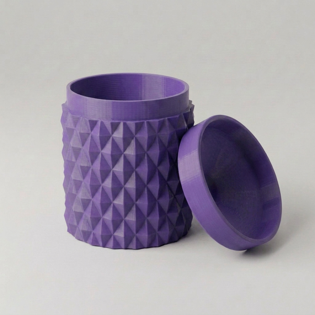 Pułapka na muszki owocówki — geometryczna fioletowa, druk 3D PLA