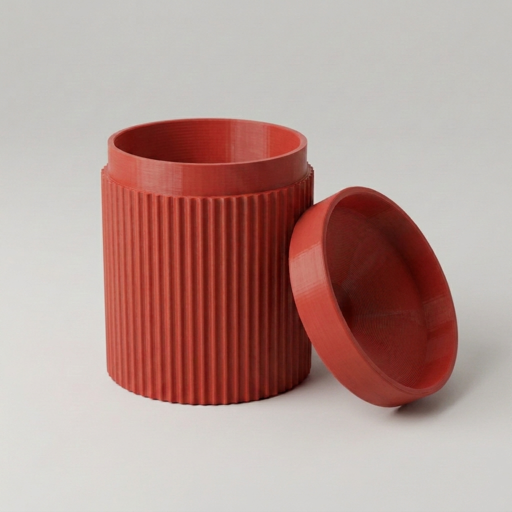 Pułapka na muszki owocówki — prążkowana czerwona, druk 3D PLA