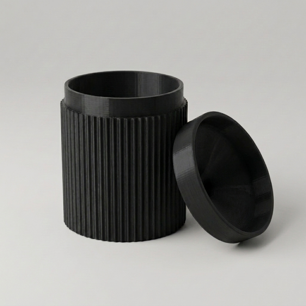 Pułapka na muszki owocówki — prążkowana czarna, druk 3D PLA