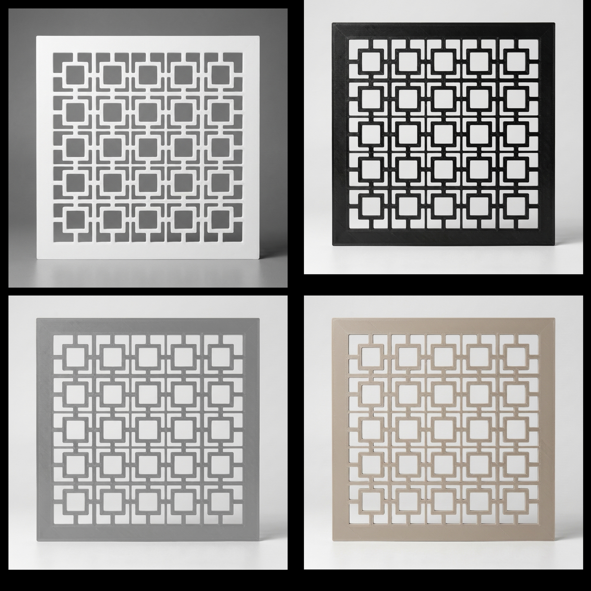 Kratka wentylacyjna coffered — dostępne kolory: biała, czarna, szara, kaszmir